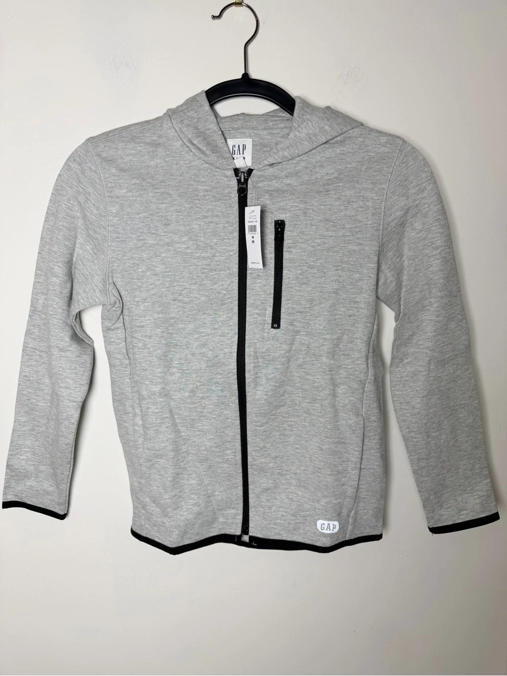 GAP Kids M Gray Jacket NWT Black Full Zip Hoodie Lightweight Outerwear Girl Boy